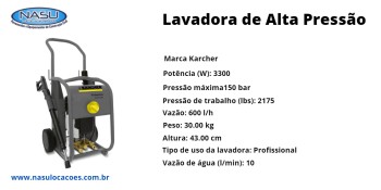 Aluguel de Lavadora de Alta Pressão em Ponte Alta II - GRU