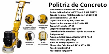 Aluguel de Politriz de Concreto no Parque Continental - GRU