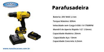 Locação de Parafusadeira na Vila Fátima - GRU